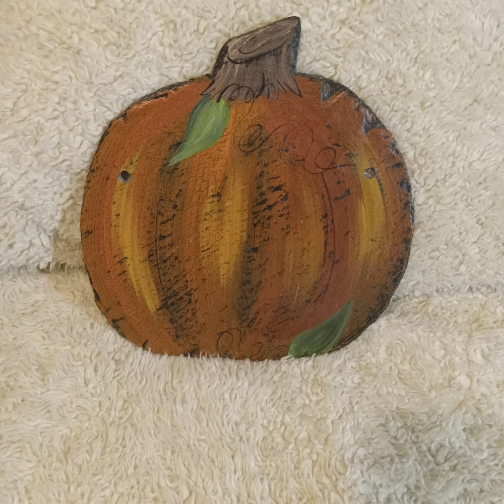 Handcrafted Pumpkin Wall Decor - Orange and Green
